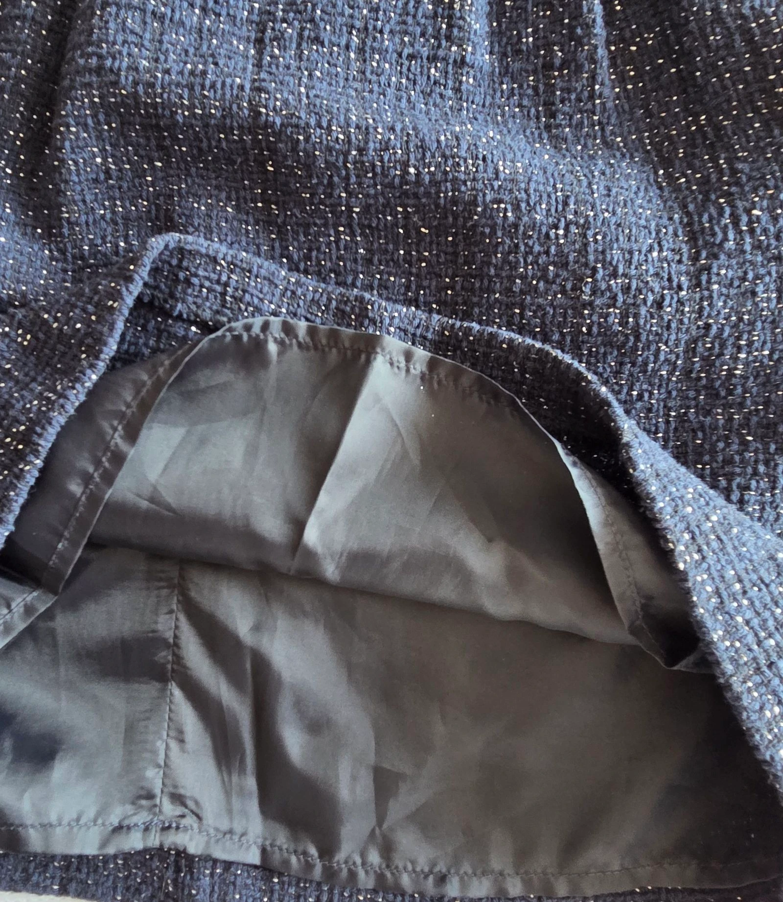 Korte tweed rok marineblauw en gouden draad Camaïeu Maat 34 XS gevoerd – photo 8